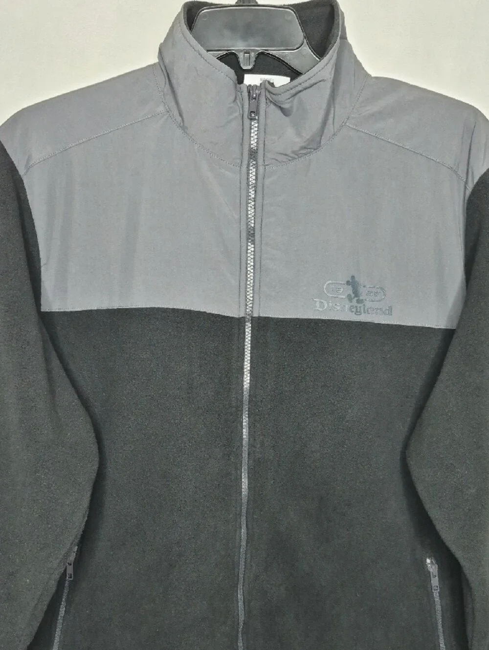 Disney Parks Disneyland Embroidered Castle Full Zip Fleece Jacket Gray Black L